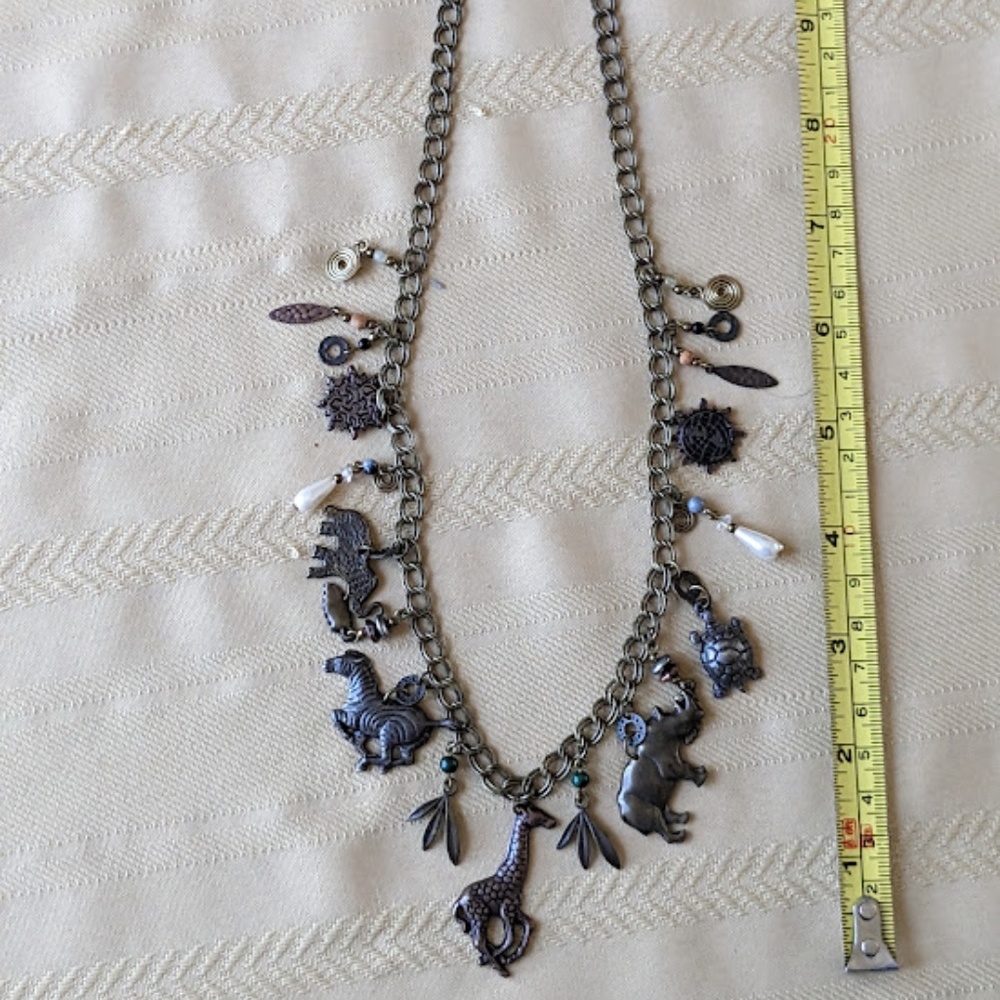 Fantastic Loaded Safari themed Charm Necklace, 28"